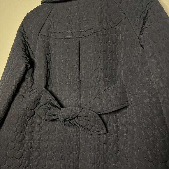 Betsey Johnson Black Quilted Heart Button Back Bow Babydoll Jacket Coat - Picture 13 of 16